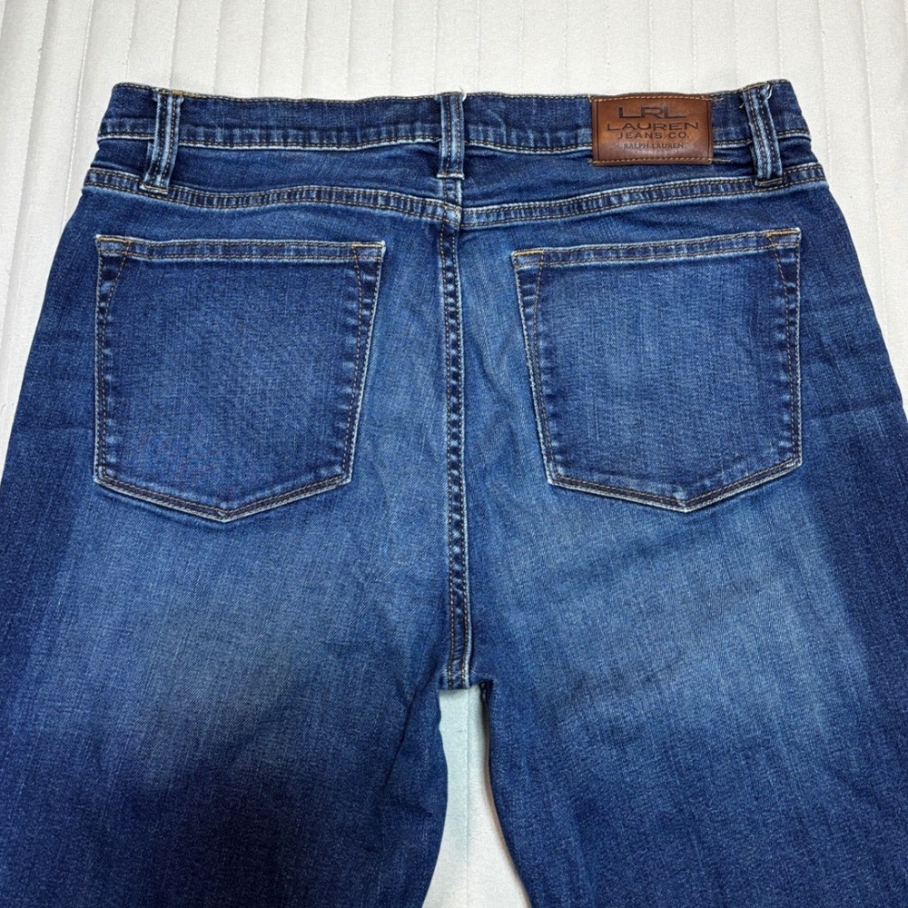 Lauren Ralph Lauren Jeans Womens 10 Dark Wash Raw Hem Bootcut Stretch Denim - Picture 7 of 11